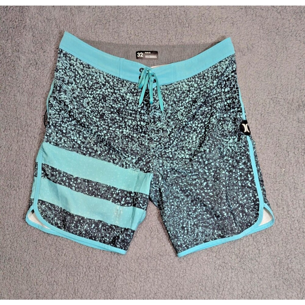 Hurley Phantom Board Shorts Mens 32 Blue Teal Surf Swim Stretch Quick Dry